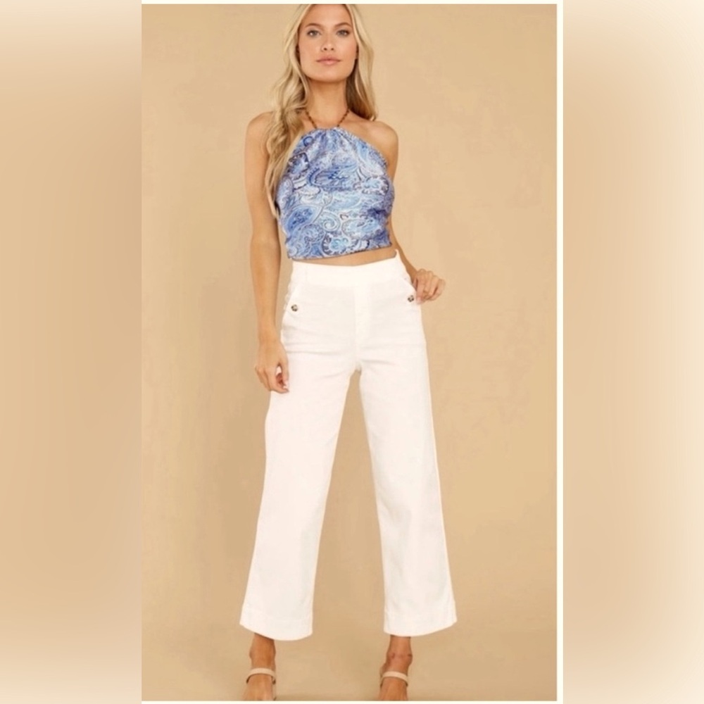 SPANX Stretch Twill Cropped Wide Leg Pant medium